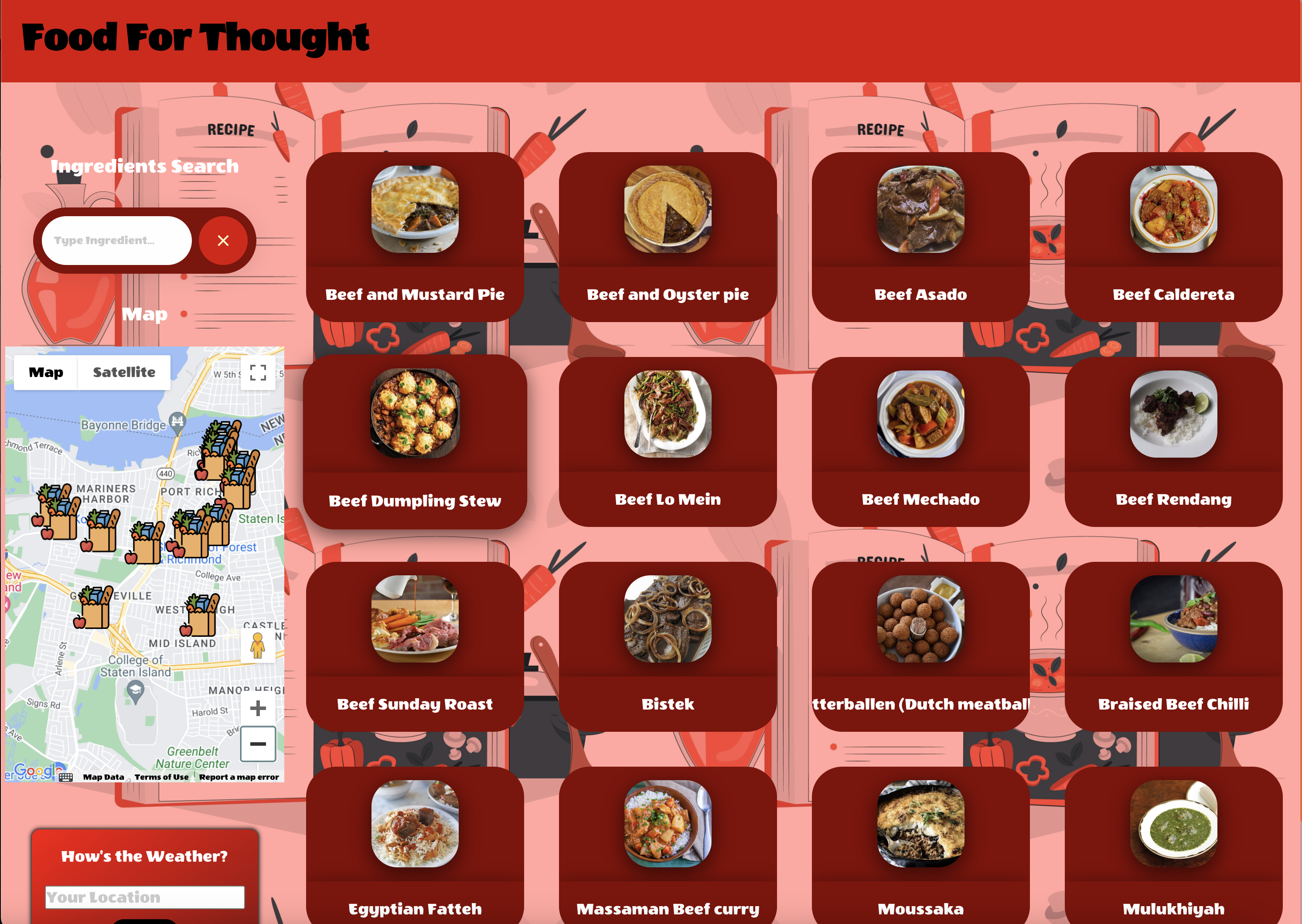 screenshot of food-for-thought webpage